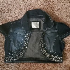 Justice cropped capped sleeve jean vest, 10